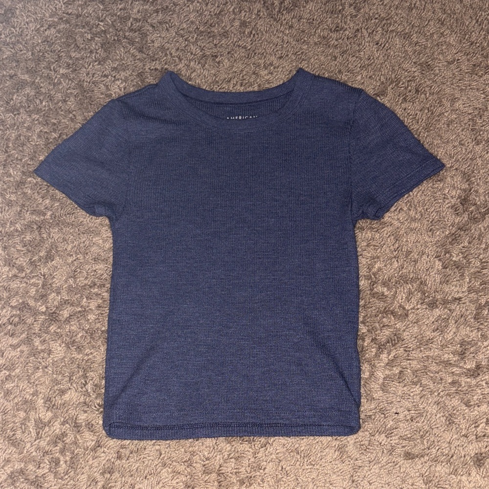 Tight fitting Navy Blue T-Shirt (kind of cropped)
